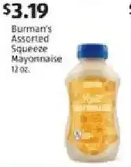 Aldi Burman's assorted squeeze mayonnaise offer