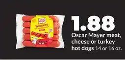 Hy-Vee Oscar Mayer meat, cheese or turkey hot dogs offer
