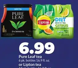 Hy-Vee Pure Leaf tea 6 pk. bottles 16.9 fl. oz. or Lipton tea offer