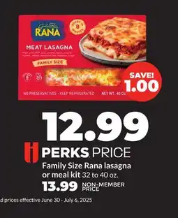 Hy-Vee Family Size Rana lasagna or meal kit offer