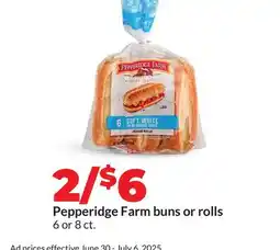 Hy-Vee Pepperidge Farm buns or rolls offer