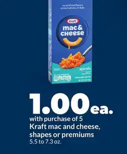 Hy-Vee Kraft mac and cheese, shapes or premiums offer