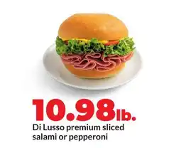 Hy-Vee Di Lusso premium sliced salami or pepperoni offer