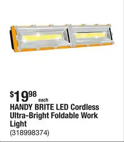 The Home Depot HANDY BRITE LED Cordless Ultra-Bright Foldable Work Light offer