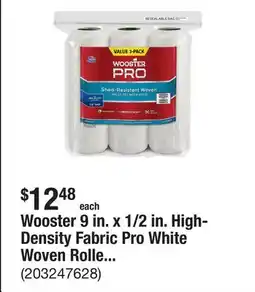 The Home Depot Wooster 9 in. x 1/2 in. High-Density Fabric Pro White Woven Roller Cover Applicator/Tool (3-Pack) offer