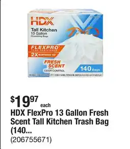 The Home Depot HDX FlexPro 13 Gallon Fresh Scent Tall Kitchen Trash Bag (140-Count) offer