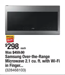 The Home Depot Samsung Over-the-Range Microwave 2.1 cu. ft. with Wi-Fi in Fingerprint Resistant Stainless Steel offer