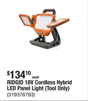 The Home Depot RIDGID 18V Cordless Hybrid LED Panel Light (Tool Only) offer