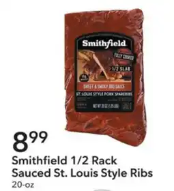 Publix Smithfield 1/2 rack sauced st. louis style ribs offer