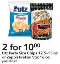 Publix Utz party size chips or zapp's pretzel stix offer
