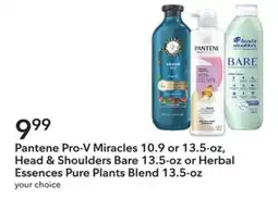 Publix Pantene Pro-V Miracles or Head & Shoulders Bare or Herbal Essences Pure Plants Blend offer