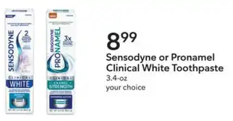 Publix Sensodyne or Pronamel Clinical White Toothpaste offer