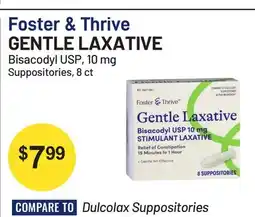 Health Mart Foster & Thrive GENTLE LAXATIVE Bisacodyl USP, 10 mg Suppositories offer