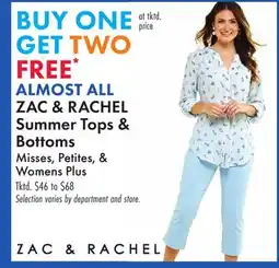 Boscov's ALMOST ALL ZAC & RACHEL Summer Tops & Bottoms offer