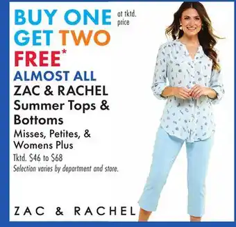 Boscov's ALMOST ALL ZAC & RACHEL Summer Tops & Bottoms offer