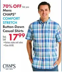 Boscov's Mens CHAPS COMFORT STRETCH Button-Down Casual Shirts offer