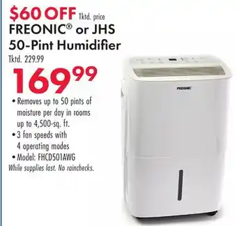 Boscov's FREONIC or JHS 50-Pint Humidifier offer