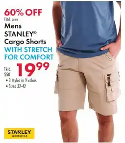 Boscov's Mens STANLEY Cargo Shorts WITH STRETCH FOR COMFORT offer