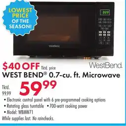 Boscov's WEST BEND 0.7-cu. ft. Microwave offer