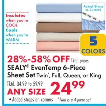 Boscov's SEALY EvenTemp 6-Piece Sheet Set offer