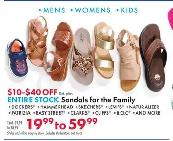 Boscov's Sandals for the Family offer