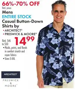 Boscov's Mens ENTIRE STOCK Casual Button-Down Shirts offer