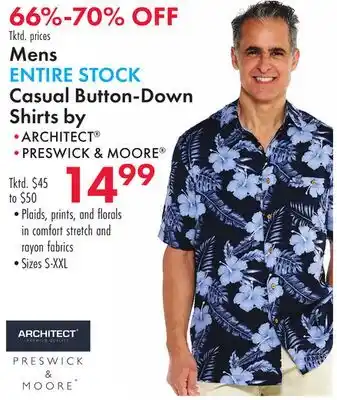 Boscov's Mens ENTIRE STOCK Casual Button-Down Shirts offer