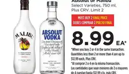Food 4 Less Absolut or Malibu offer
