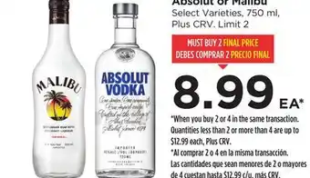 Food 4 Less Absolut or Malibu offer