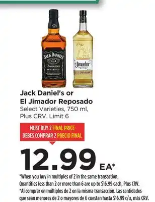 Food 4 Less Jack Daniel's or El Jimador Reposado offer