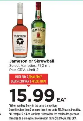 Food 4 Less Jameson or Skrewball offer