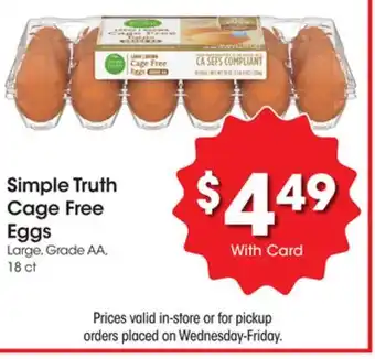 Ralphs Simple Truth Cage Free Eggs offer