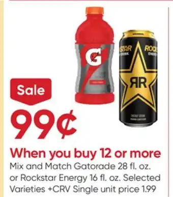 Stater Bros Gatorade 28 fl. oz. or Rockstar Energy 16 fl. oz offer