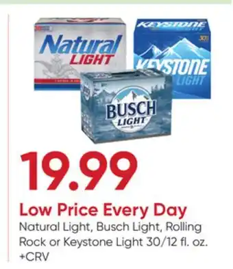 Stater Bros Natural Light, Busch Light, Rolling Rock or Keystone Light offer