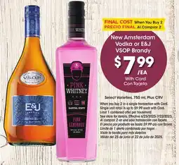 Ralphs New Amsterdam Vodka or E & J VSOP Brandy offer