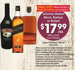 Ralphs Johnnie Walker Black, Baileys or Bulleit offer