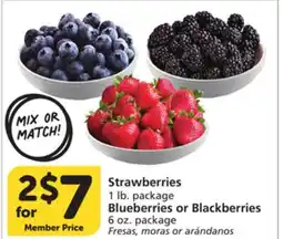 Vons Strawberries 1 lb. package Blueberries or Blackberries 6 oz. package offer