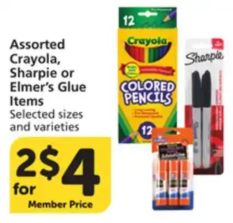 Vons Assorted Crayola, Sharpie or Elmer's Glue Items offer