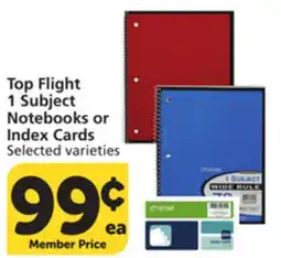 Albertsons Top Flight 1 Subject Notebooks or Index Cards offer