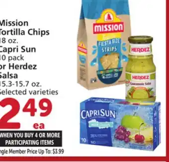 Albertsons Mission Tortilla Chips 18 oz. Capri Sun 10 pack or Herdez Salsa 15.3-15.7 oz offer