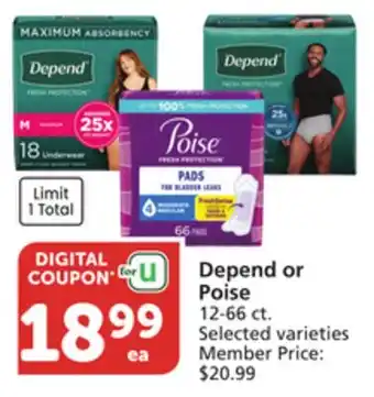 Albertsons Depend or Poise offer