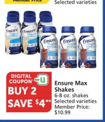 Albertsons Ensure Max Shakes offer