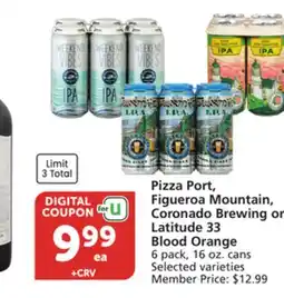 Albertsons Pizza Port, Figueroa Mountain, Coronado Brewing or Latitude 33 Blood Orange offer