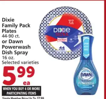Albertsons Dixie Family Pack Plates 44-90 ct. or Dawn Powerwash Dish Spray 16 oz offer