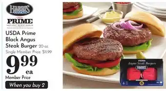 Pavilions USDA Prime Black Angus Steak Burger offer