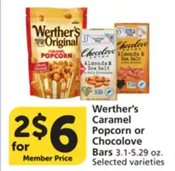 Pavilions Werther's Caramel Popcorn or Chocolove Bars offer