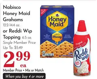 Pavilions Nabisco Honey Maid Grahams 12.2-14.4 oz. or Reddi Wip Topping 6.5 oz offer