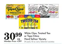 Pavilions White Claw, Twisted Tea or Topo Chico Hard Seltzer Variety offer