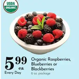 Pavilions Organic Raspberries, Blueberries or Blackberries offer