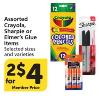 Pavilions Assorted Crayola, Sharpie or Elmer's Glue Items offer